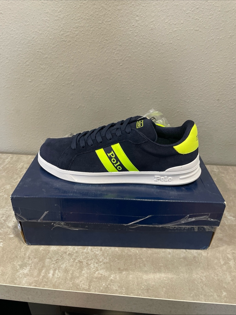 Polo by Ralph Lauren Navy with Neon Yellow Accent Low-Top Sneaker